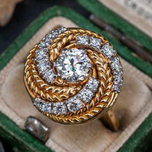 Vintage Jabel Diamond Ring 18K Yellow Gold .68ct I/I1