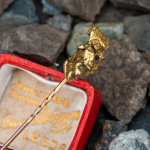 Vintage Gold Nugget Stick Pin Yellow Gold