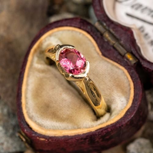 Lovely Pink Sapphire Ring 14K Yellow Gold