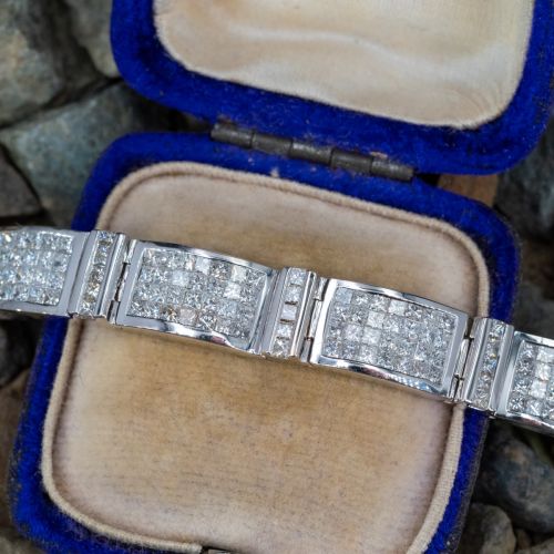 Princess Cut Diamond Link Bracelet 18K White Gold