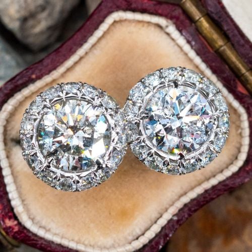 Stunning 4CTW Center Diamond Stud Earrings with Halos