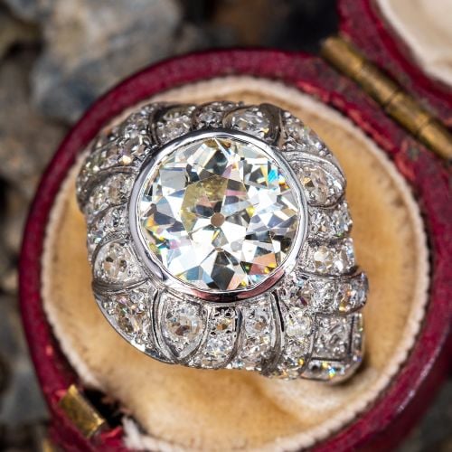 Amazing Domed Diamond Ring Platinum 3.37ct S-T/SI1 GIA