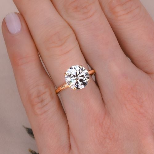 4.09ct G/VS1 Lab Grown Diamond Solitaire Ring in 1980s 14K Yellow Gold Mounting