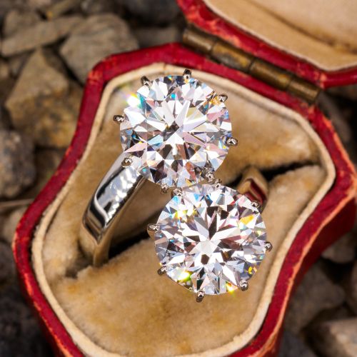 Twin 4 Carat G/VS1 Lab Grown Diamonds in Vintage French Toi et Moi Mounting 18K/ Platinum 
