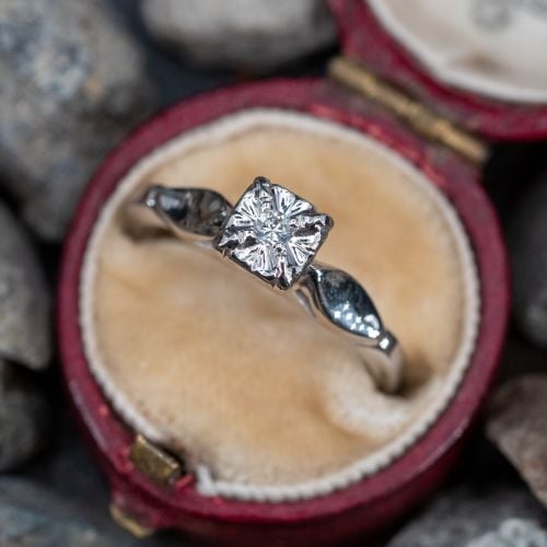 Vintage Loveland Diamond Engagement Ring 14K White Gold