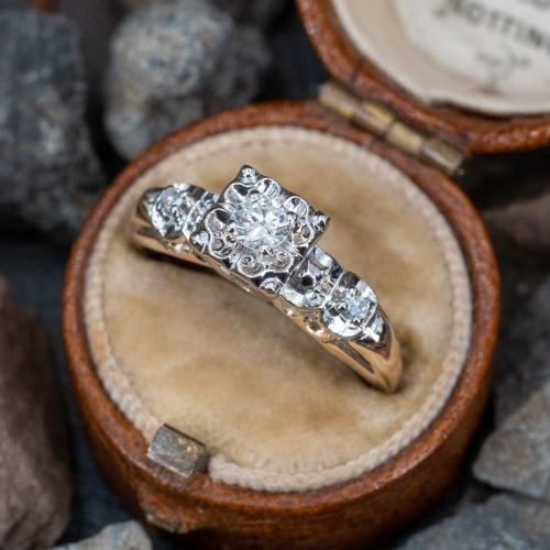 Vintage Illusion Style Diamond Engagement Ring .13ct F/SI1