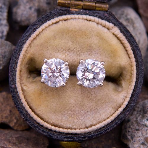 1.5 Carat Diamond Stud Earrings 14K White Gold