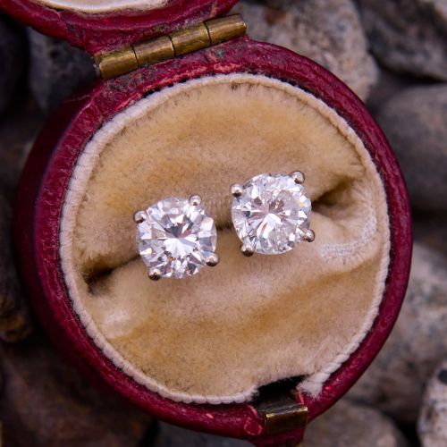 1.5 Carat Diamond Stud Earrings 14K White Gold