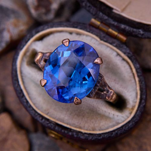Gorgeous Vintage Lab Created Sapphire Ring Yellow Gold