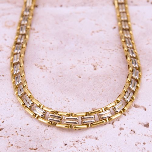 Italian Made Two Tone Gold Necklace 18K Gold