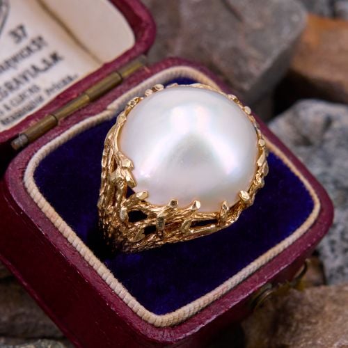Mabé Pearl Cocktail Ring in 14K Yellow Gold