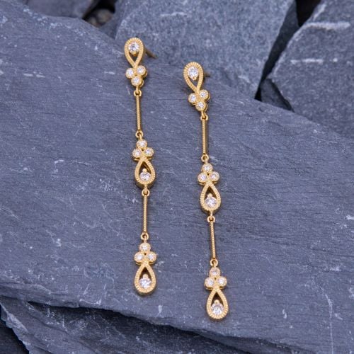Fabulous Diamond Dangle Earrings 14K Yellow Gold