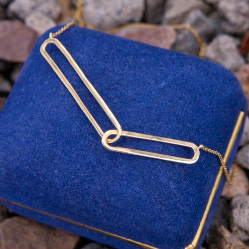 Modern Long Link Duo Necklace 14K Yellow Gold
