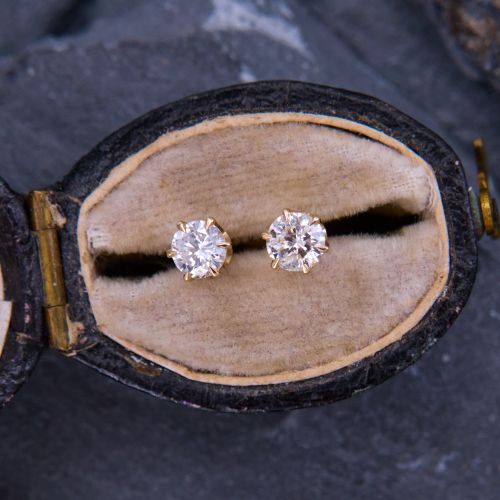 Claw Prong Diamond Stud Earrings 14K Yellow Gold