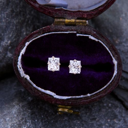 Petite Princess Diamond Stud Earrings 14K White Gold