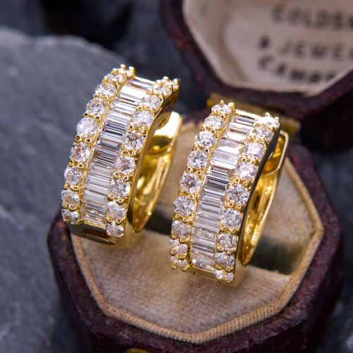 Everyday Diamond Accented Hoop Earrings 18K Yellow Gold