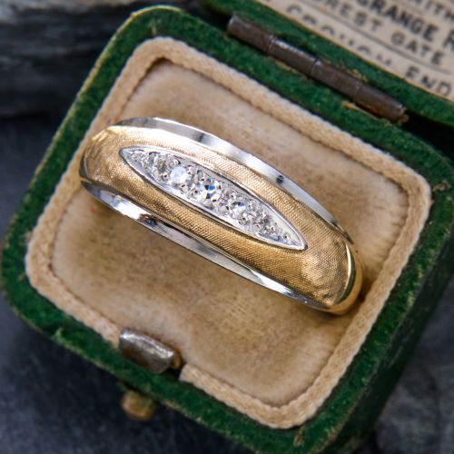 Sleek Two-Tone Men's Diamond Ring 14K Yellow & 14K White Gold