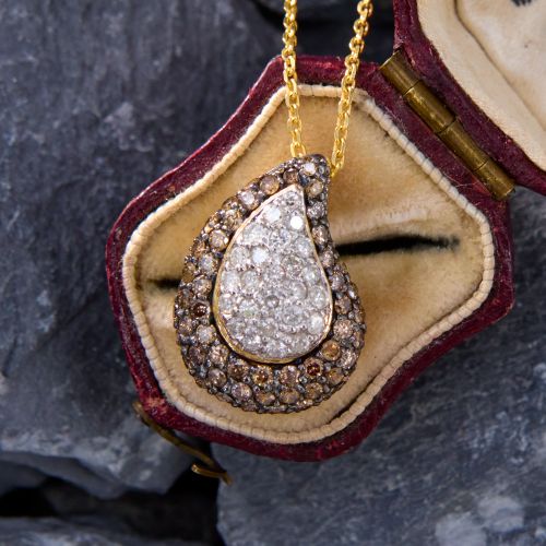 Fancy Diamond Drop Necklace 14K Yellow Gold