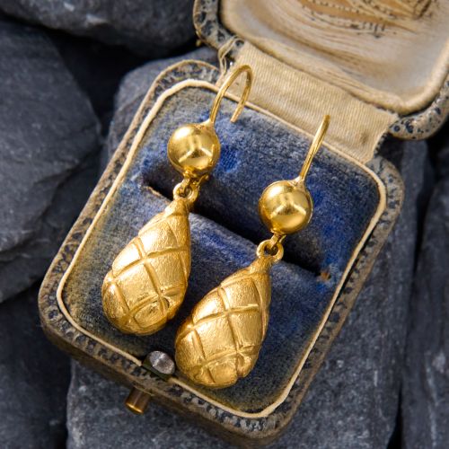 Italian Teardrop Dangle Earrings 18K Yellow Gold
