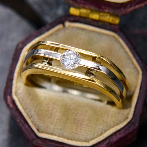 Three Band Diamond Ring 14K / 18K Two Tone Gold Size 6