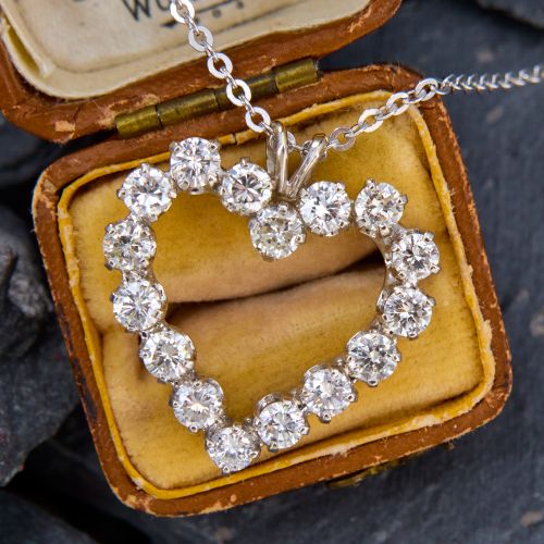 Fantastic Diamond Heart Pendant Necklace 14K White Gold