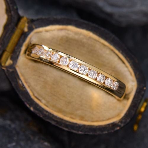 Channel Set Diamond Wedding Band Ring 14K Yellow Gold, Size 9