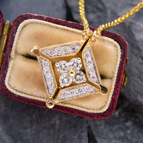 Convertible Diamond Pendant Necklace 14K Yellow Gold