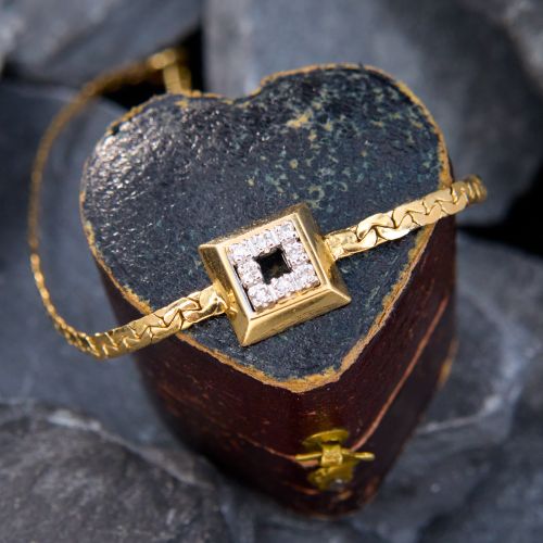 Dainy Square Design Diamond Bracelet 14K Yellow Gold