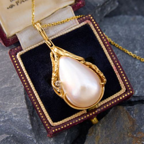 Mabé Pearl Pendant Necklace 14K Yellow Gold
