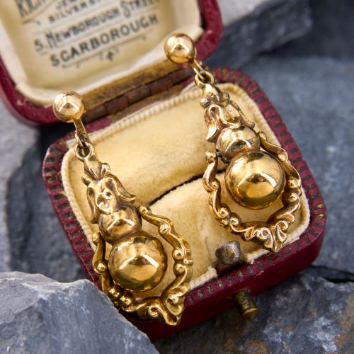 Vintage Door Knocker Earrings 14K Yellow Gold