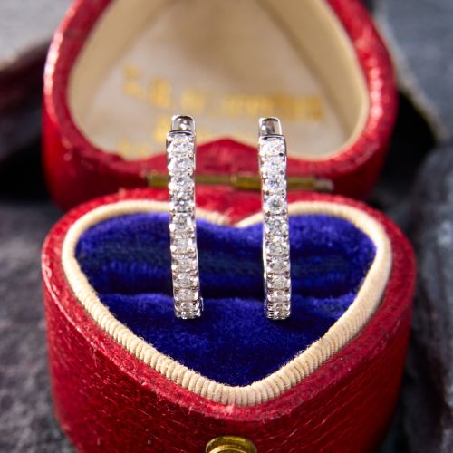 Petite Diamond Hoop Earrings 14K White Gold