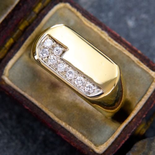 Asymmetrical Oval Faced Diamond Ring 18K Yellow Gold