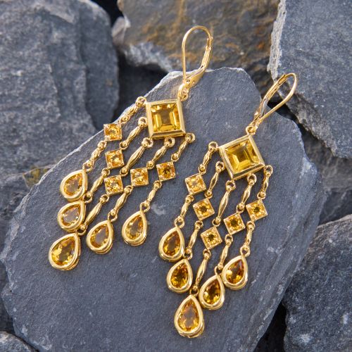 Glowing Chandelier Citrine Earrings 14K Yellow Gold