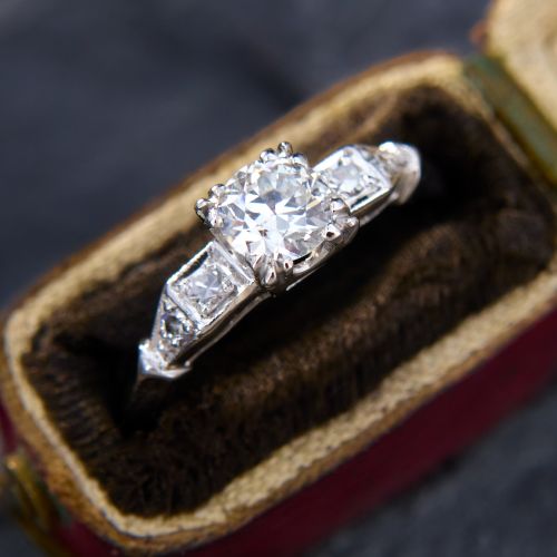 Circa 1930s Diamond Engagement Ring Platinum .41Ct G/VS1