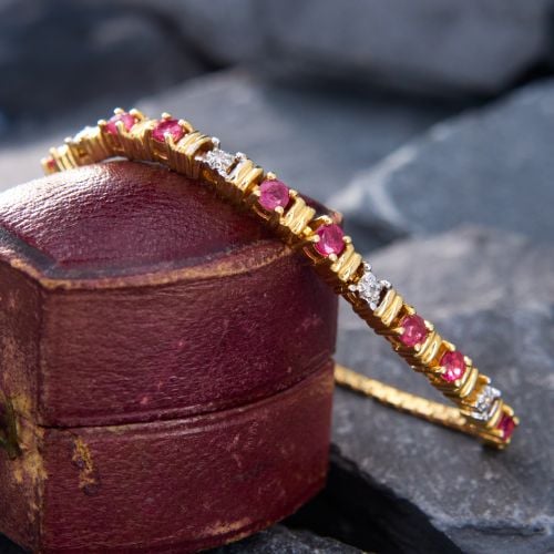 Diamond & Ruby Bracelet 14K Yellow Gold