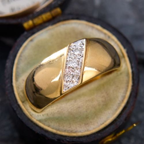 Unisex Diamond Accented Band Ring 14K Yellow Gold
