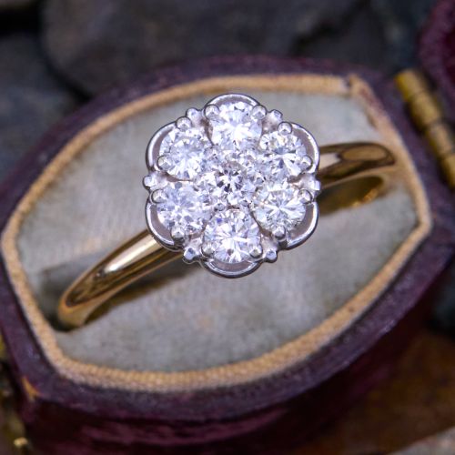 Floral Cluster Diamond Ring 14K Yellow Gold