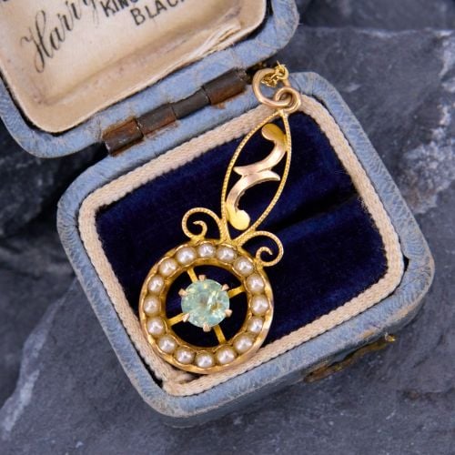 Lovely Vintage Montana Sapphire Pendant Necklace Yellow Gold