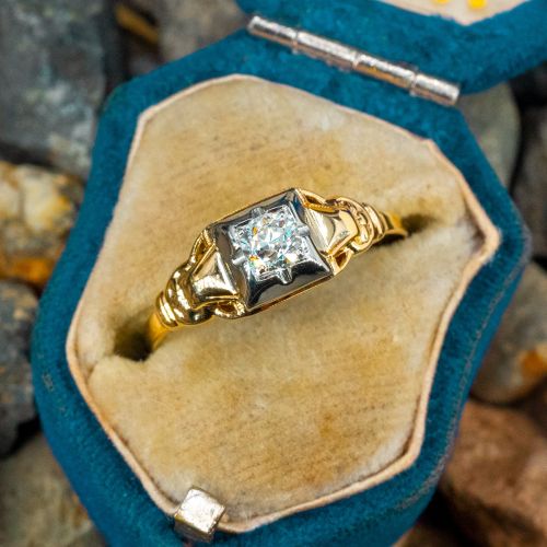 Vintage Petite Diamond Engagement Ring 14K Yellow Gold