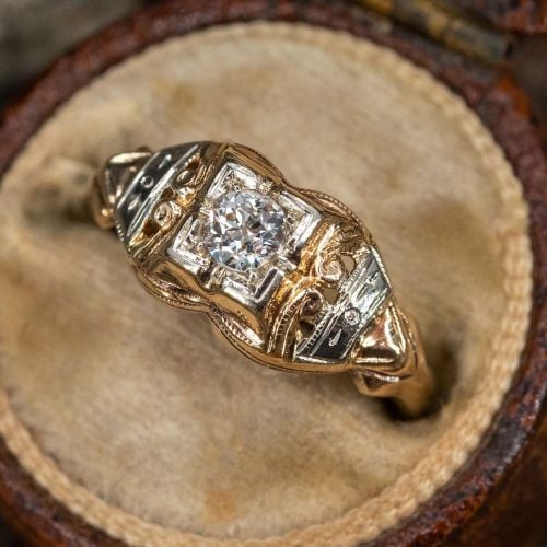 Petite Vintage Engagement Ring Old Mine Diamond .17ct I/SI2