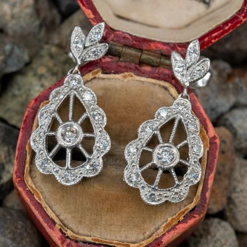 Beautiful Snowflake Diamond Dangle Earrings