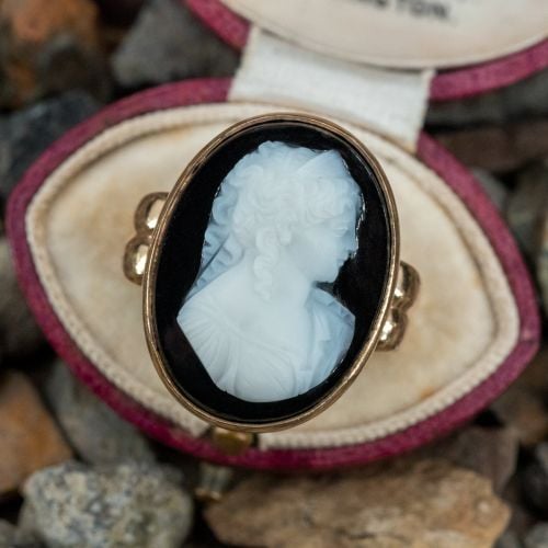 Vintage Hard-Stone Cameo Ring Yellow Gold