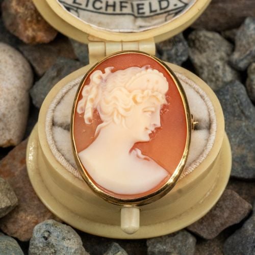Vintage Cameo Pendant/ Brooch 18K Yellow Gold