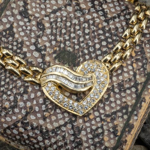 Elegant Diamond Heart Necklace 14K Yellow Gold