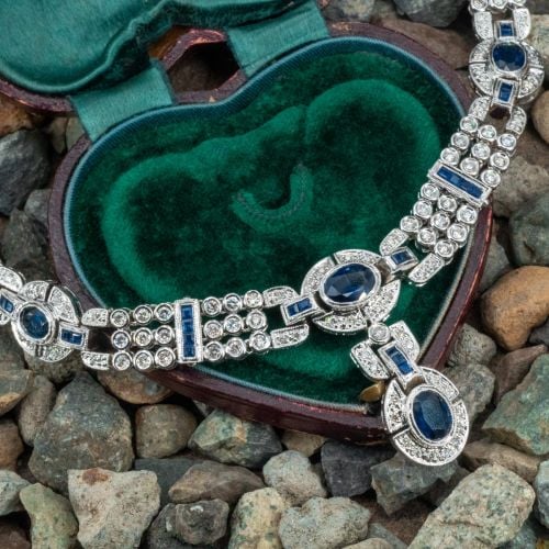 Gorgeous Sapphire Necklace w/ Removable Drop 18K White Gold
