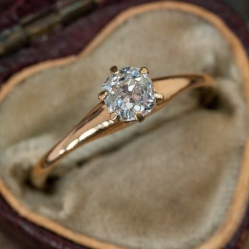 Old Mine Cut Diamond Engagement Ring 14K Yellow Gold
