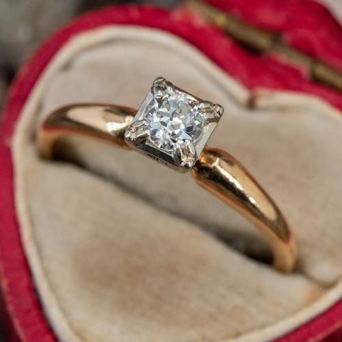 Vintage Orange Blossom Old European Cut Diamond Engagement Ring .25ct J/SI1