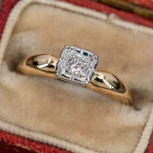 Vintage Diamond Engagement Ring 14K Yellow Gold .10ct I/VS2