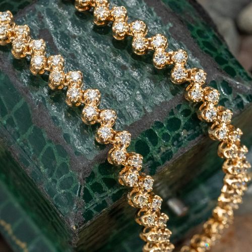 6 Carat Diamond Fancy Link Necklace 14K Yellow Gold