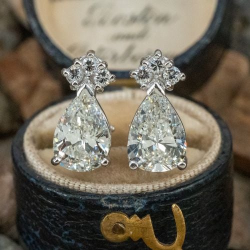 Stunning Pear Cut Diamond Earrings 3.22ctw I/SI1 GIA